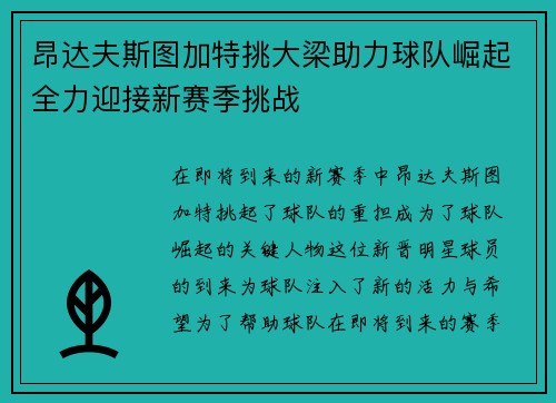 昂达夫斯图加特挑大梁助力球队崛起全力迎接新赛季挑战 昂达夫斯图加特挑大梁助力球队崛起全力迎接新赛季挑战